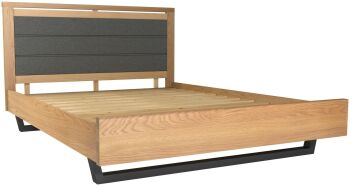 Create Industrial Double 4'6" Bed Frame Upholstered/Oak