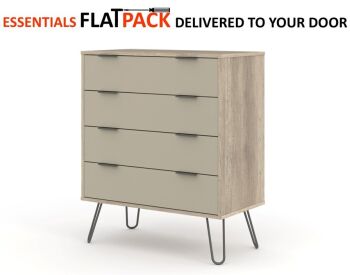 AUGUSTA DRIFTWOOD 4 DRAWER CHEST ESSENTIALS FLAT PACK This award winning flat pack furniture is delivered (FREE)** to your door ready to assemble.