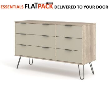 AUGUSTA DRIFTWOOD 3 +3 WIDE CHEST ESSENTIALS FLAT PACK This award winning flat pack furniture is delivered (FREE)** to your door ready to assemble.