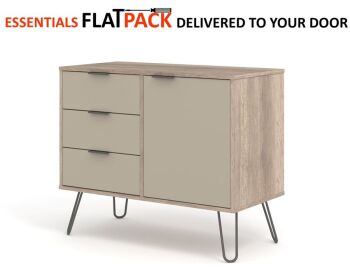 AUGUSTA DRIFTWOOD 1 DR 3 DW SIDEBOARD ESSENTIALS FLAT PACK This award winning furniture is delivered (FREE)** to your door ready to assemble.