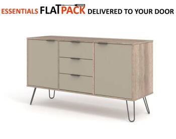 AUGUSTA DRIFTWOOD 2 DR 3 DW MEDIUM SIDEBOARD ESSENTIALS FLAT PACK This award winning furniture is delivered (FREE)** to your door ready to assemble.