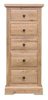 Hampton Abbey Oak 5 drawer wellington chest