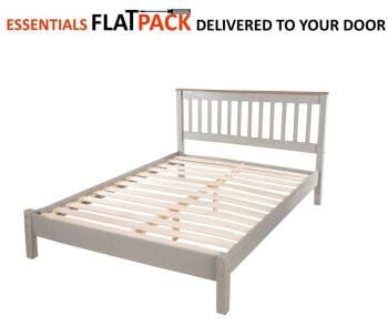 CORONA GREY  4'6"DOUBLE BED FRAME ESSENTIALS FLAT PACK This award winning flat pack furniture is delivered (FREE)** to your door ready to assemble.