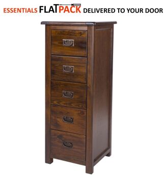 BOSTON HIGHLAND DARK 5 DRW NARROW CHEST This award winning flat pack furniture is delivered (FREE)** to your door ready to assemble
