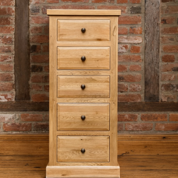 Hampton Abbey Oak 5 drawer wellington chest