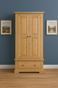 Hampton Abbey Oak Small Wardrobe with drawer