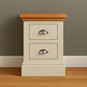 New Forest Bedside Painted/Oak  - 2 Drawer Narrow Bedside
