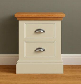 New Forest Bedside Painted/Oak  - 2 Drawer wide Bedside