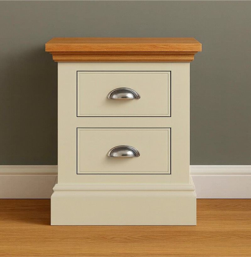New Forest Bedside Painted/Oak  - 2 Drawer wide Bedside