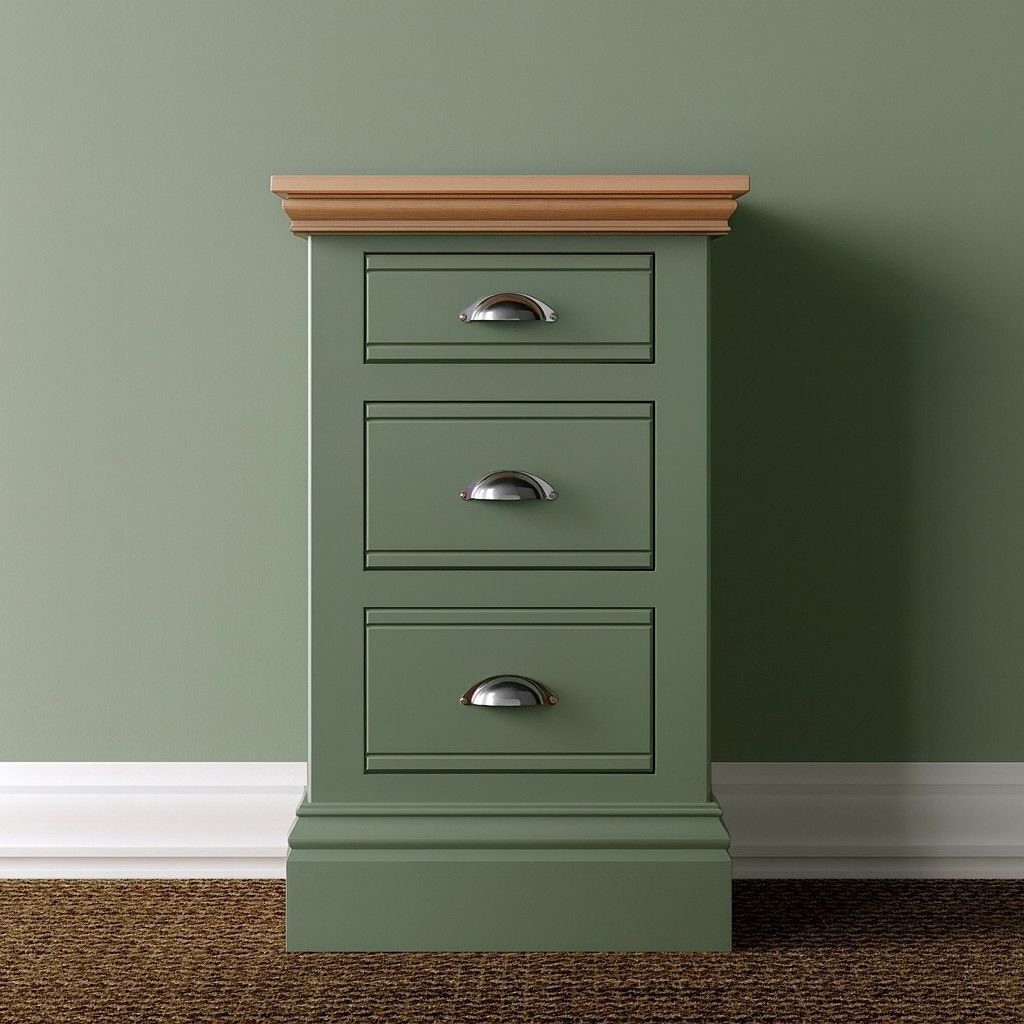 New Forest Bedside Painted/Oak - 3 Drawers (two sizes available)