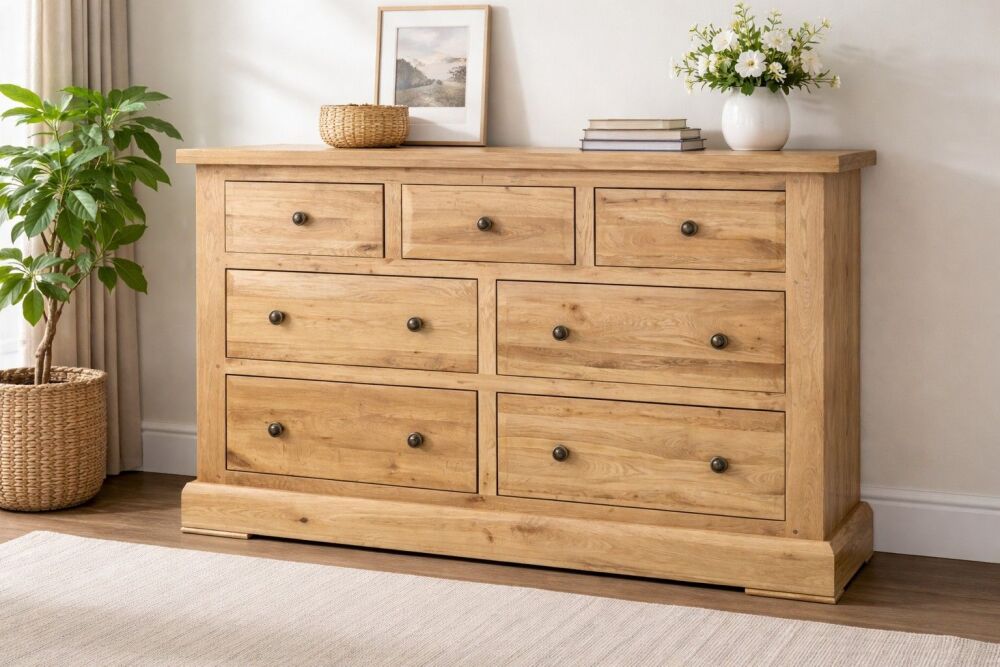 Hampton Abbey Oak 4 + 3 chest of drawers