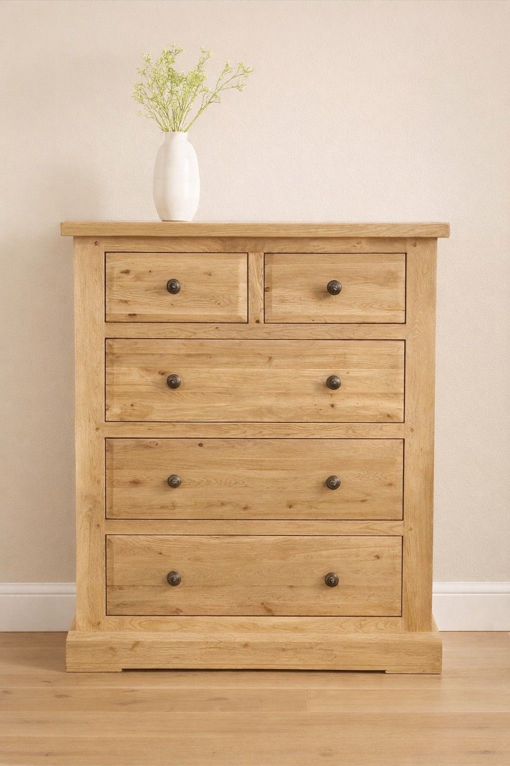 Hampton Abbey Oak 3 + 2 chest of drawers