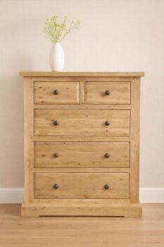 Hampton Abbey Oak 3 + 2 chest of drawers