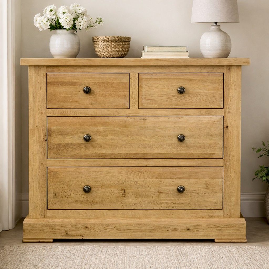 Hampton Abbey Oak 2 + 2 chest of drawers