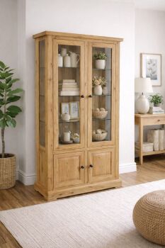 Hampton Abbey Oak Glazed Cabinet - 2 Doors