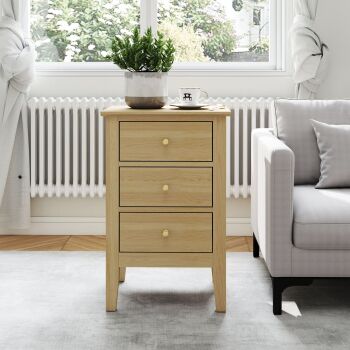 Henley 3 drawer oak effect bedside ESSENTIALS FLAT PACK This award winning flat pack furniture is delivered (FREE)** to your door ready to assemble