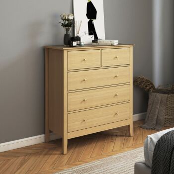 Henley 2 +3 drawer oak effect ESSENTIALS FLAT PACK This award winning flat pack furniture is delivered (FREE)** to your door ready to assemble