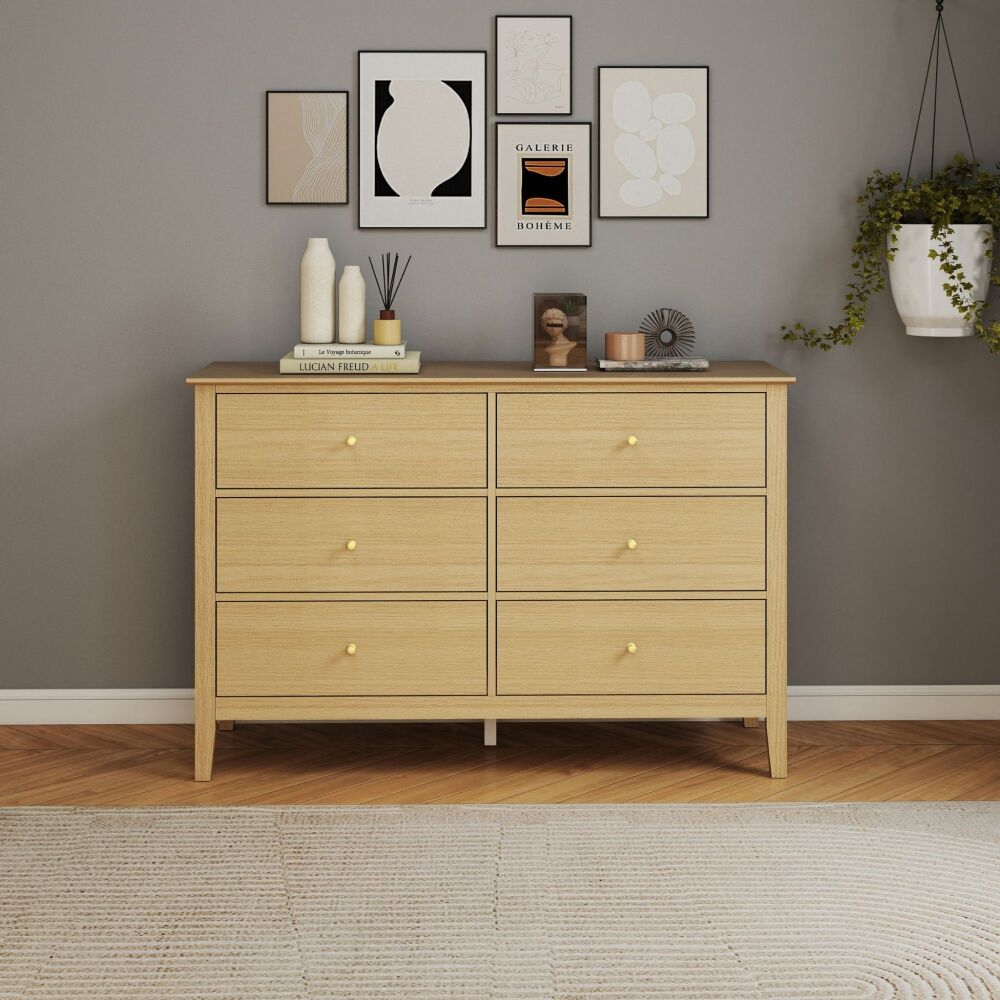 Henley 6 drawer oak effect bedside ESSENTIALS FLAT PACK This award winning 