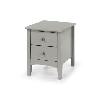 COMO GREY 2 DRAWER PETITE BEDSIDE ESSENTIALS FLAT PACK This award winning flat pack furniture is delivered (FREE)** to your door ready to assemble