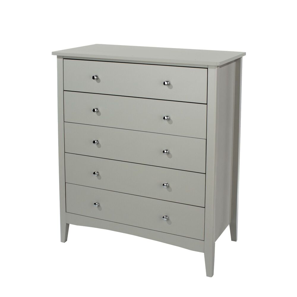 COMO GREY 5 DRAWER CHEST ESSENTIALS FLAT PACK This award winning flat pack 