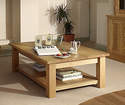 Quercus Oak 4' x 3' Straight Leg Coffee Table with Shelf