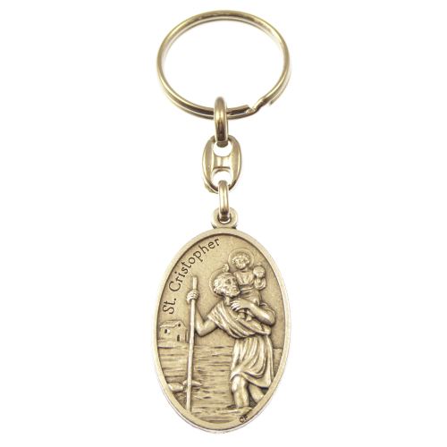 Silver christian metal St. Christopher keyring 2inch 5cm medal