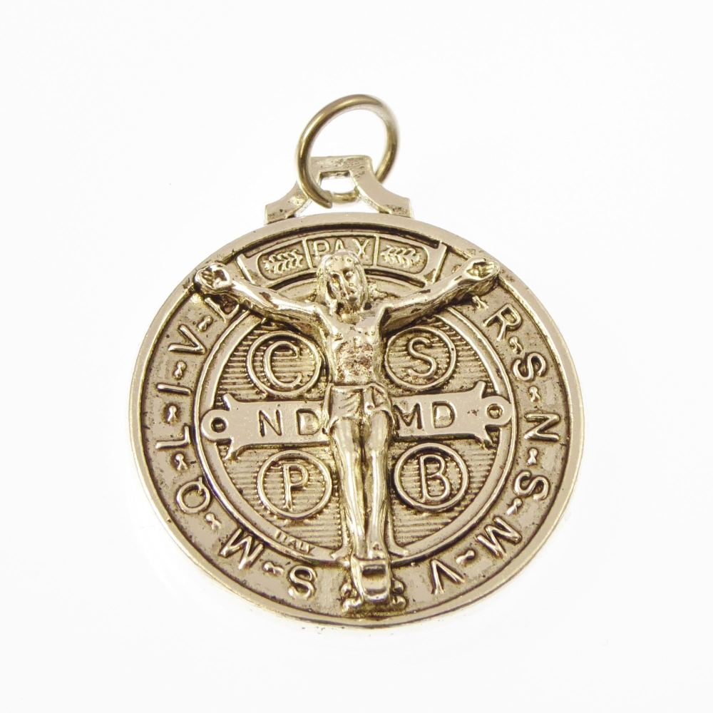 Saint Benedict 3cm riased Jesus silver medal