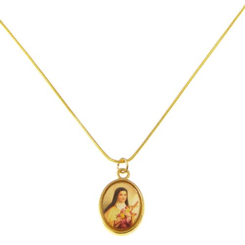 Gold metal St. Therese medal necklace - 17inch