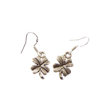 Four leaf clover dangly earrings sterling silver hooks 1.5cm