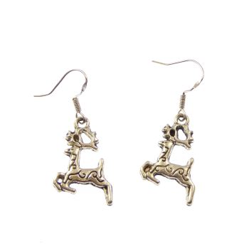 Christmas reindeer dangly drop earrings sterling silver wire