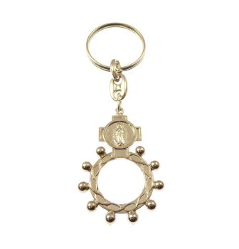 Silver metal Catholic rosary ring rosary beads keyring gift Miraculous image