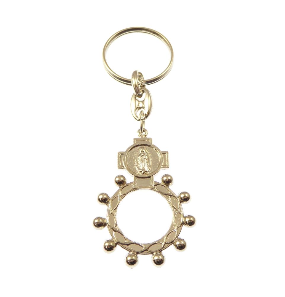 Silver metal Catholic rosary ring rosary beads keyring gift Miraculous imag