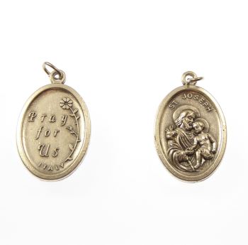 St. Joseph silver metal medal rosary beads pendant Catholic 2cm