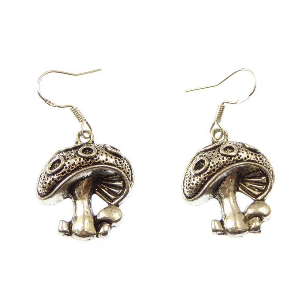 Toadstool earrings with sterling silver hooks