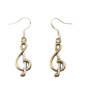 Music note earrings, dangly earrings - sterling silver hooks