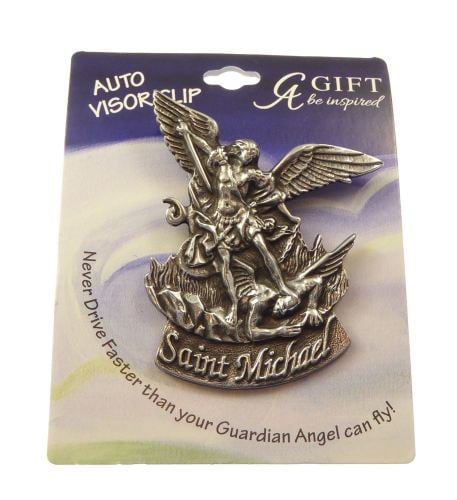 Christian Auto car visor clip St. Michael pewter 7cm