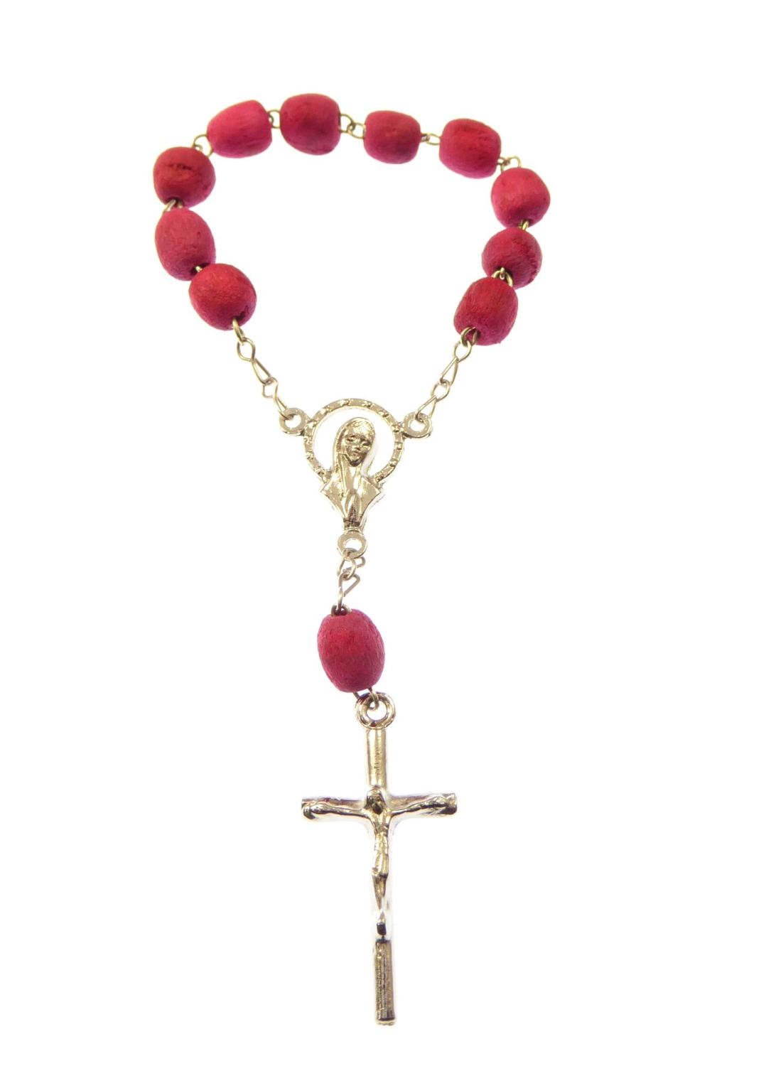 1-Decade rosary rose scented red wood beads