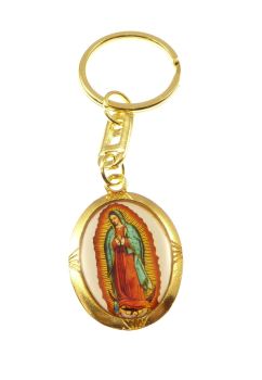 Our Lady of Guadalupe medal key ring in gold