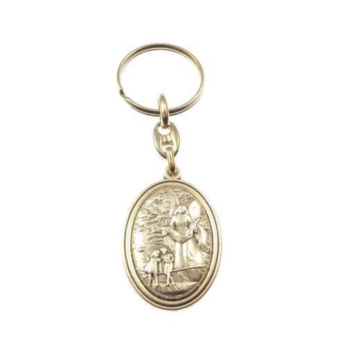 Silver metal guardian angel keyring medal