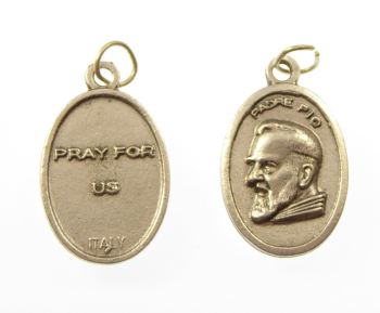Silver metal St. Padre Pio image medal