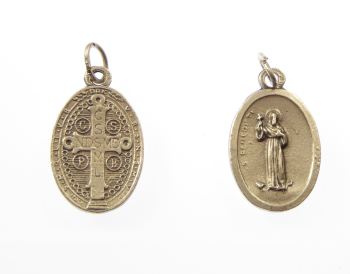 Silver metal Saint Benedict medal pendant