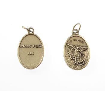 Silver metal St. Michael rosary medal pendant
