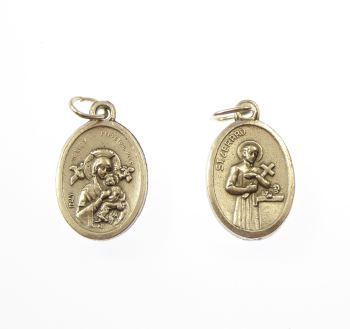 Silver metal medal with St. Gerard image pendant