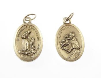 Silver metal St. Anthony St. Francis medal pendant