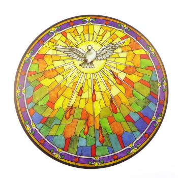Holy Spirit suncatcher stained glass window sticker reusable 6 inch