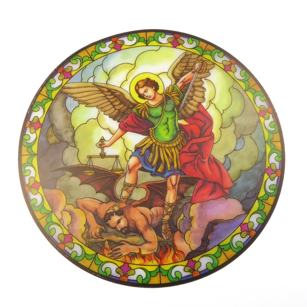St. Michael suncatcher stained glass window sticker reusable 6 inch