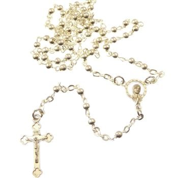 Gift boxed metal rosary beads in silver colour