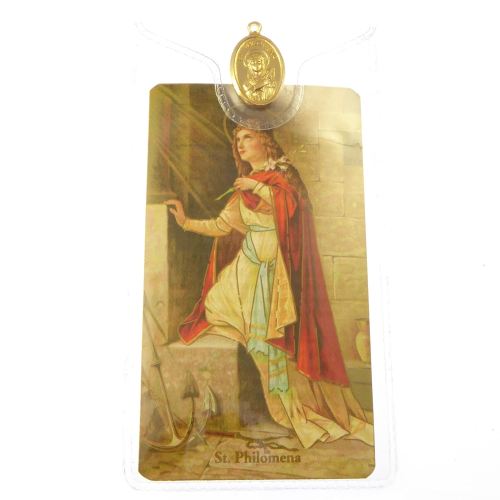 Catholic gold colour metal 2.5cm St. Philomena medal