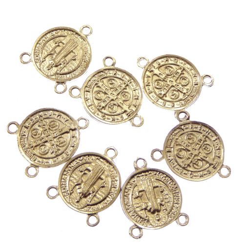Wholesale St Benedict center rosary part silver 2cm x10
