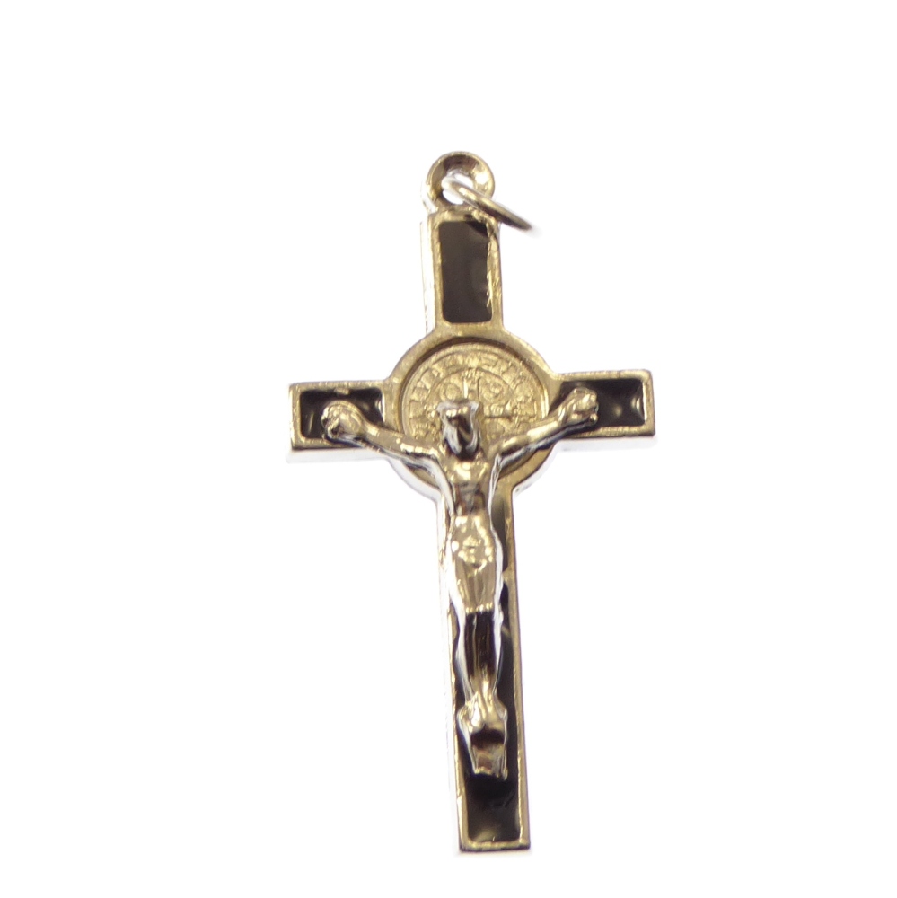 Black and silver St. Benedict crucifix cross